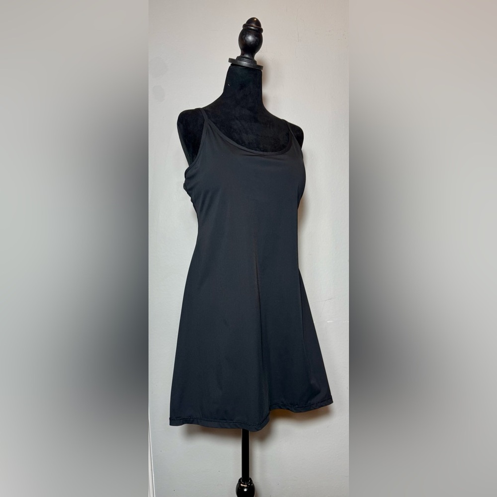 Layer 8, Black Athletic Exercise Dress with Built-in Bodysuit - Size L